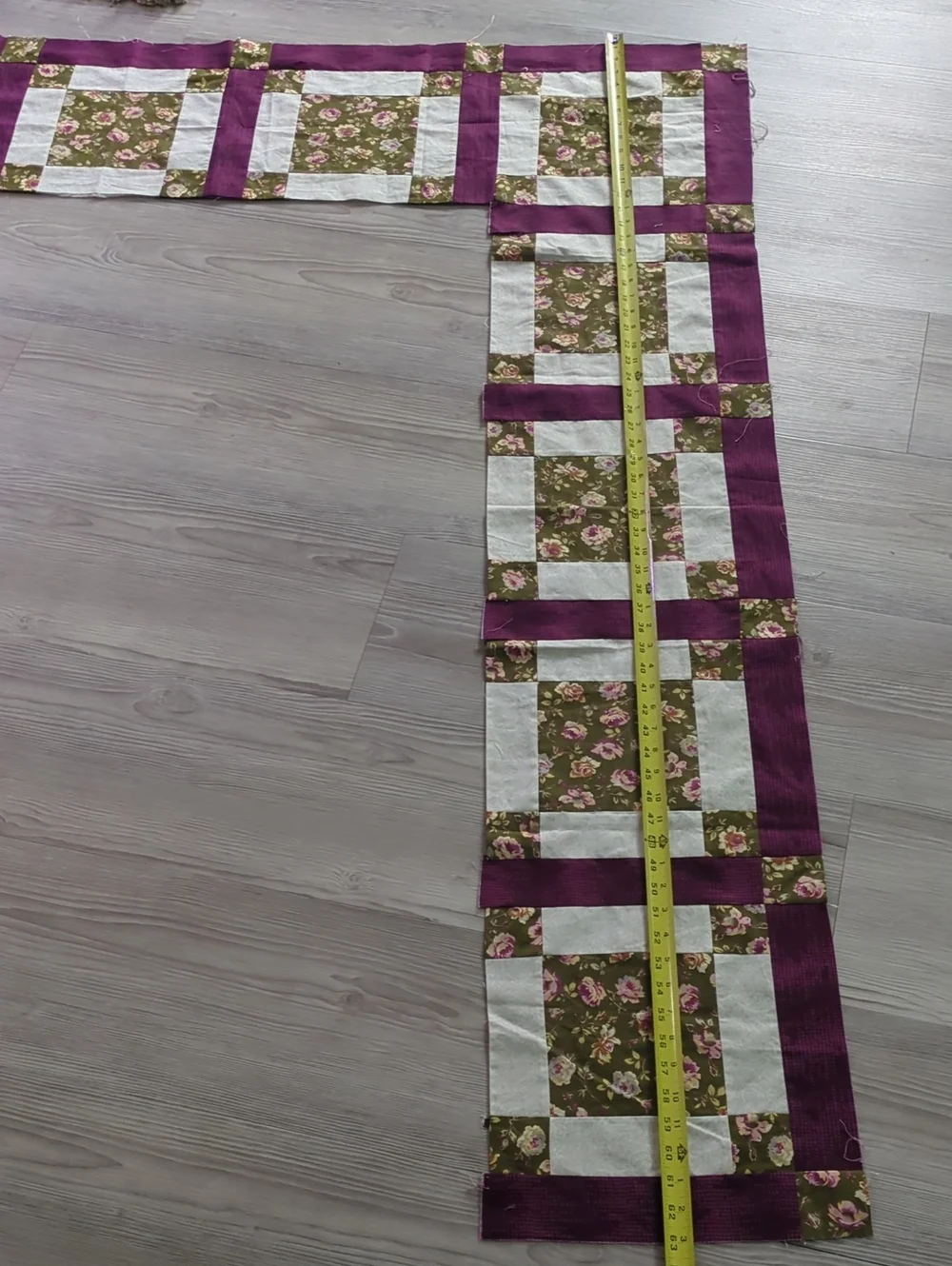 Handmade Unfinished Quilt Border Corner Piece UFO Floral Purple 62